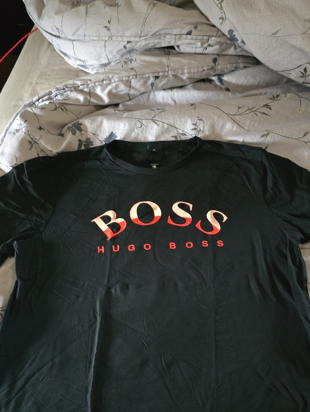 Hugo Boss Black Short Sleeve Tee with Red Gradient Logo